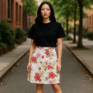 CHADWICKS Floral Print Straight Skirt Ladies Size 14